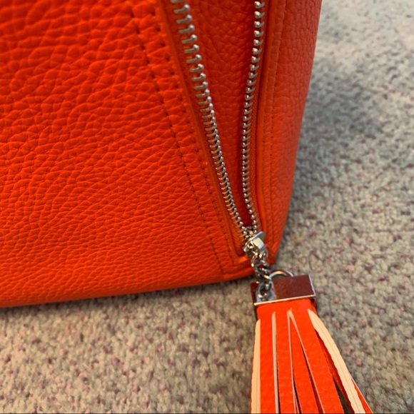 INZI Orange Leather Handbag with Tassels - Picture 4 of 6